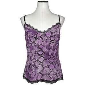 Royal Underground purple python print lace trim Cami tank top size Large